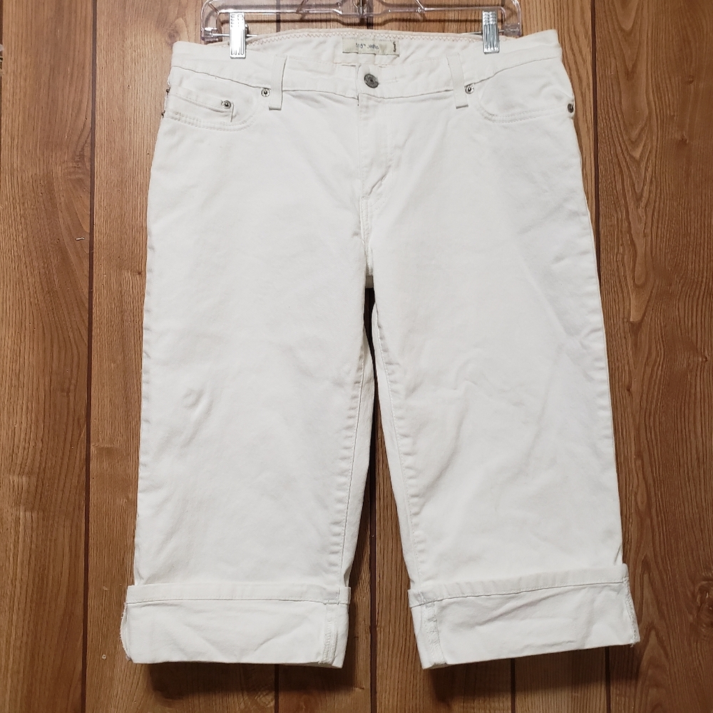 Levis 515 Jeans Womens 12 Petite Capri White Cotton Stretch Pockets Cuffed